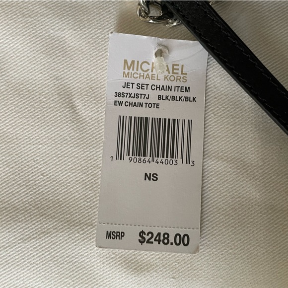 NWT MICHAEL MICHAEL KORS JET SET EW CHAIN TOTE BLK/BLK/BLK - Picture 4 of 9